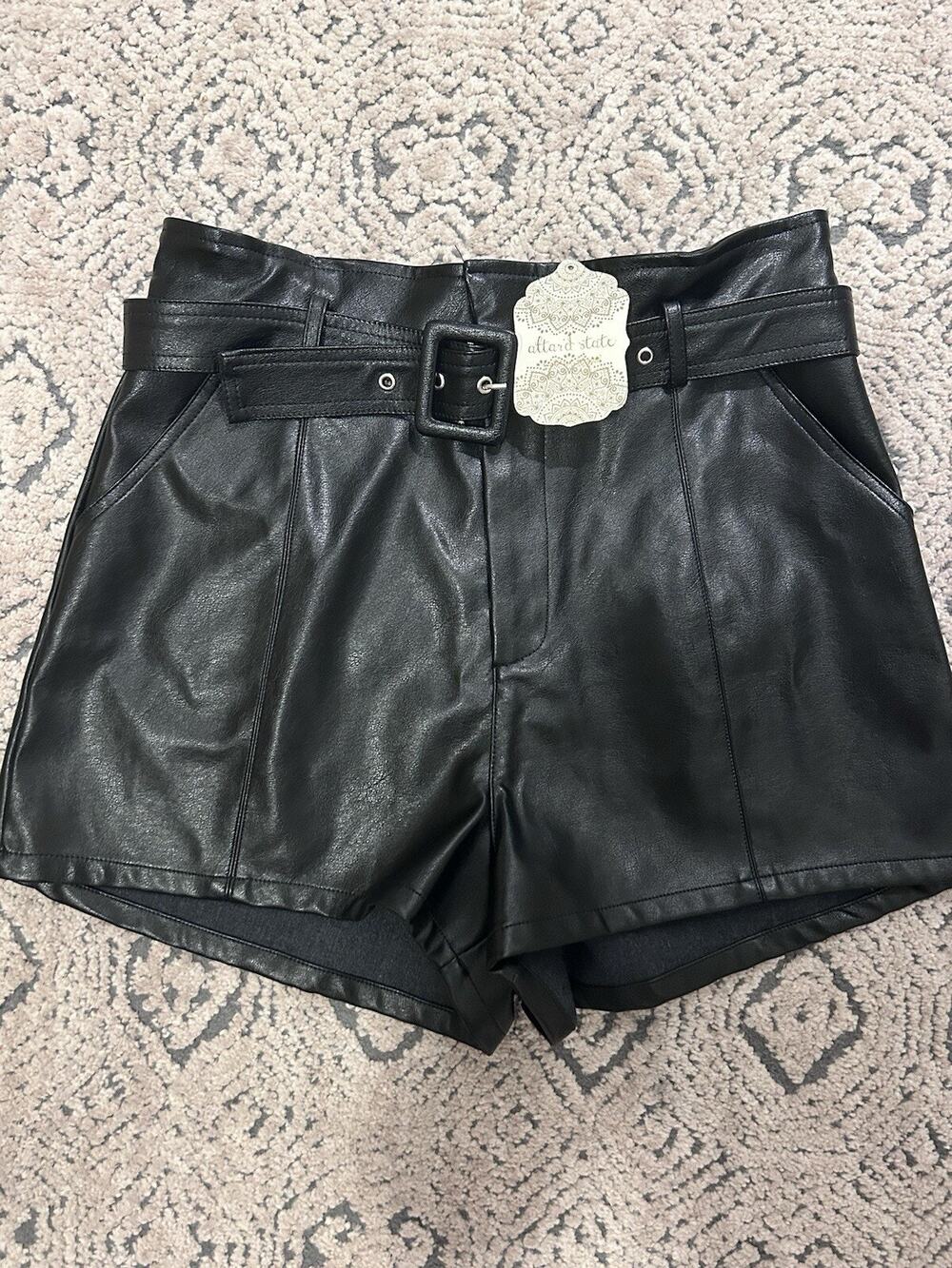 Altar’d State Black Faux Leather Shorts Misses Sz Medium